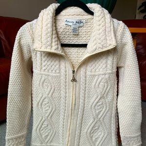 Aran Mor Merino Wool Zipper Cardigan. Made in Ireland.